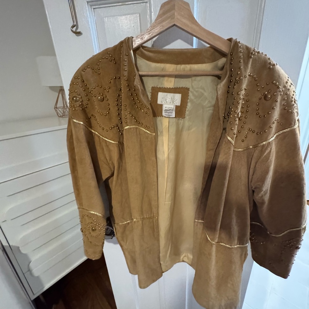 Cache Vintage Tan Suede Jacket with Studs